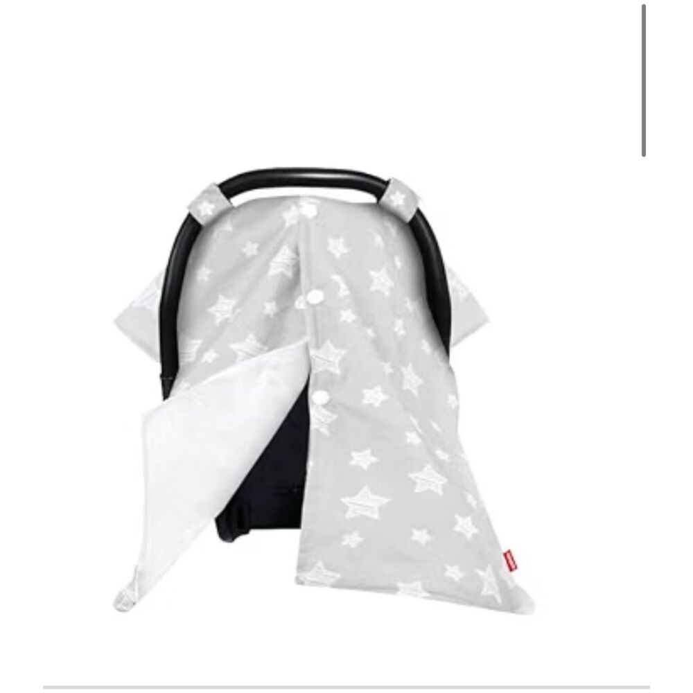 Moonsea Infant Car Seat Canopy Cover Grey White Stars Universal Fit NWOT